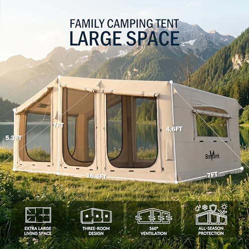 Carpa Inflable para Camping BravArrk BK01010104 para 8 Personas Color Beige miniatura 3