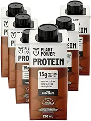 Plant Power Shake Proteico Vegetal, Chocolate, 15g Proteína, Zero Glúten, Pack com 6 Unidades de 250ml