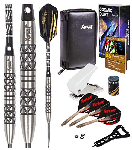 IgnatGames Steel Tip Darts Set - Professional Tungsten Darts with Stylish Wallet, Aluminum and Polycarbonate Shafts with Rubber O'Rings + Standard and Slim Flights + Darts Sharpener + Darts Wrench