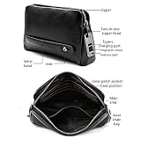Inteligentny skórzany portfel m?ski KUIDAMOS z zamkiem b?yskawicznym fingerprint handbag 10 miejsc na odciski palców, czarny, 245 x 60 x 145 mm fingerprint bag Portfele męskie