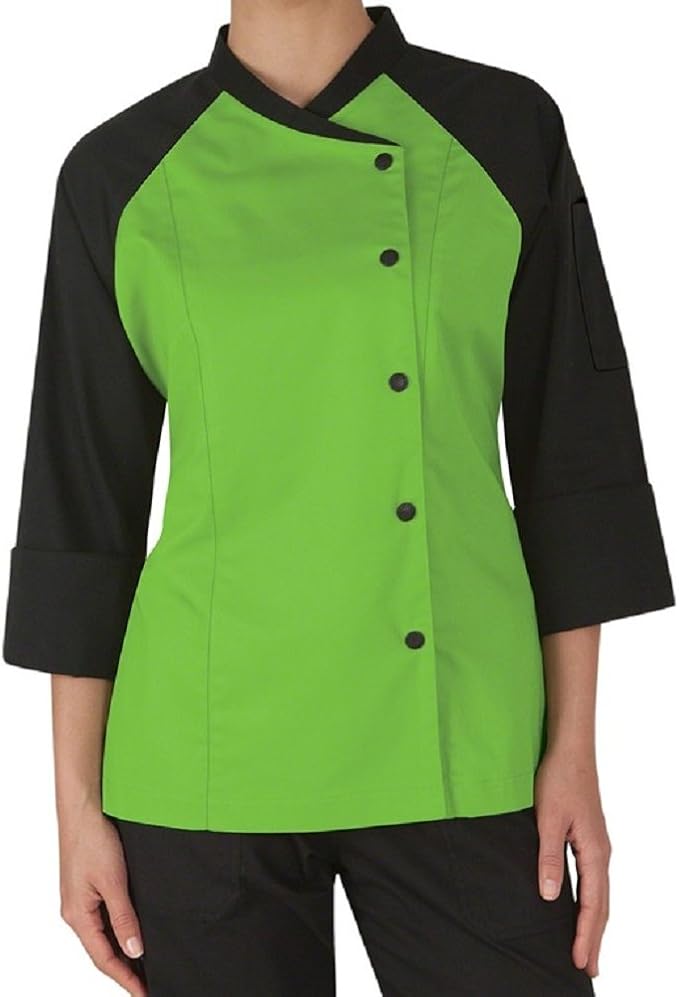 Chef Apparel 3/4 Contrast Sleeves Women's Ladies Chef's Coat Jackets