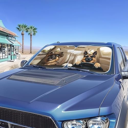 Image of Fashion Sheepdog Sun Shade for Car Window Foldable Automotive Front Window Sunshade Protector Heat Reflector-Keep Your Vehicle Cool Universal for Auto Truck Van SUV