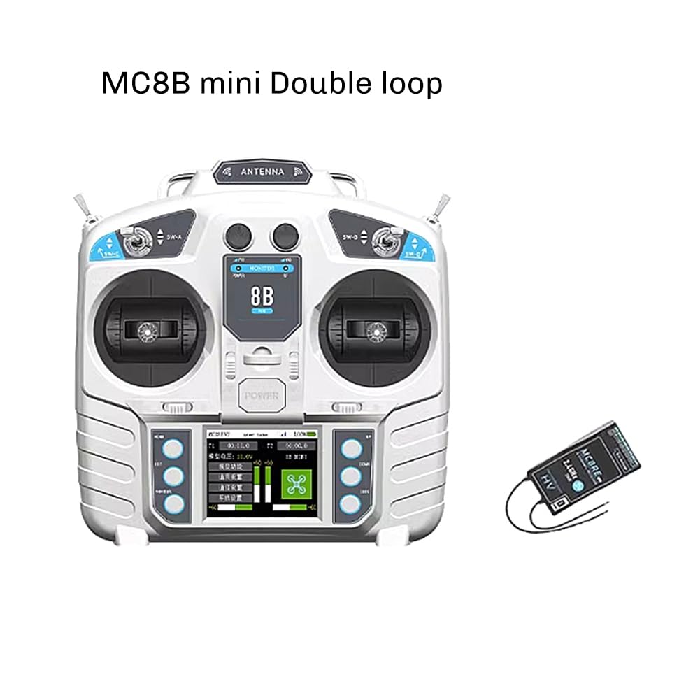 Transmisor RC con de Radio Receptor MC8RE-V2 para Aviones RC, Helicópteros de ala Fija, Vehículos Aéreos No Tripulados, Automóviles y Barcos. Doble Retorno