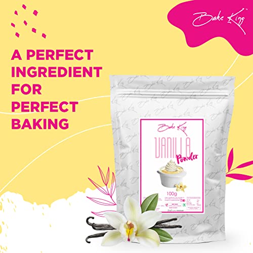 Image of BAKE KING Vanilla Powder 100 gm | Ideal for Baking, Custard, Cookies, Ice Creams, Puddings | Intense, Rich & Natural Aroma of Vanilla