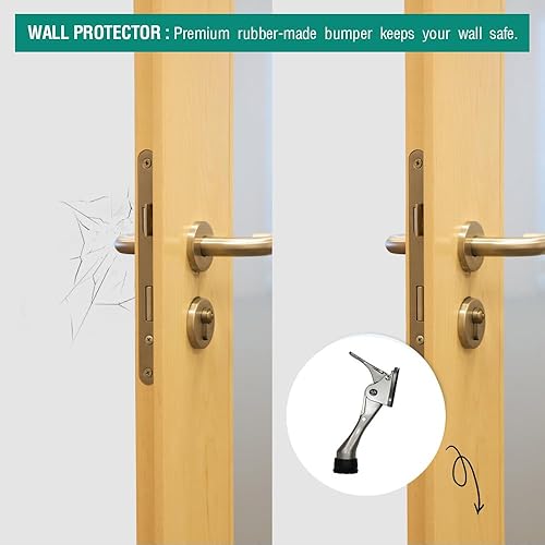 Miniatura 2 de Tope de puerta de un solo toque, sujeta-puertas, topes de puerta resistentes, para la parte inferior de la puerta, con puntas de goma de altura