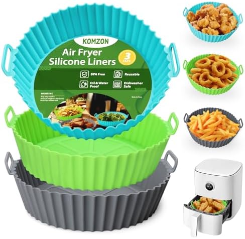 Komzon 3 Pack Air Fryer Silicone Liners, 8Inch Airfryer Liners, A...