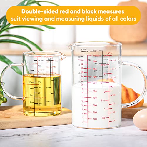 Vaso medidor de vidrio 500 ml con asa y escala doble miniatura 5