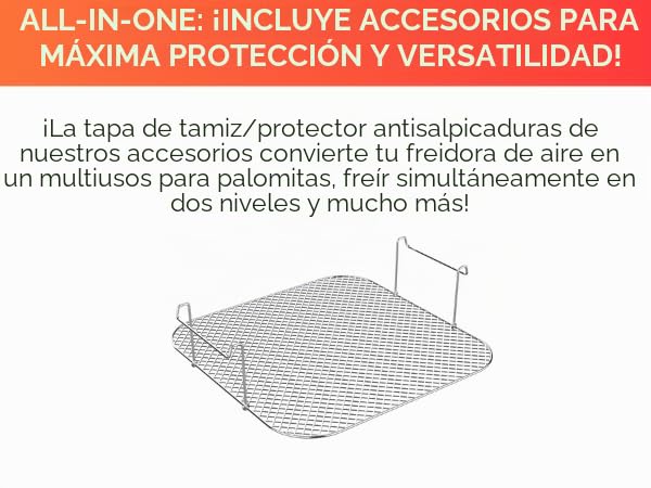 ERATEC AF-66 Freidora de aire caliente XXL 5,5 L 1500W Air Fryer sin aceite Freidora de aire caliente con pantalla LED táctil y 10 programas preestablecidos, función de temporizador para sus platos