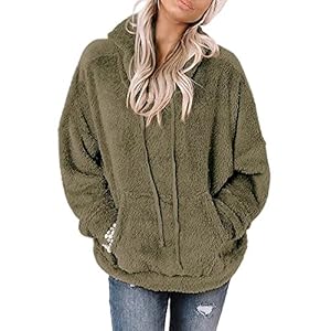 Ezbelle Women’s Color Block Zip Up Hoodie Sweatshirt Casual Long Sleeve Jacket Sweater with Pockets Loose Tops