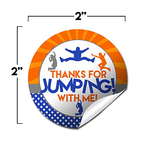 Jump Zone Trampoline Park Birthday Party Sticker Labels, 40 2" Party Circle Stickers By Amandacreation, Great For Party Favors, Envelope Seals & Goodie Bags #TOP6