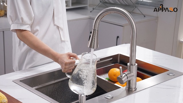 APPASO Touchless Kitchen Faucet, Brushed Nickel Motion Sensor Sink