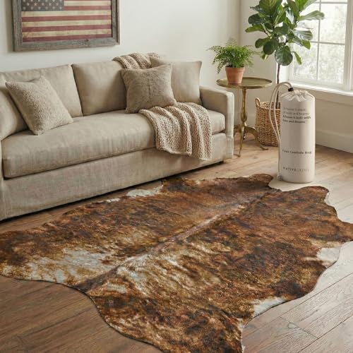 NativeSkins Faux Cowhide Rug – Brindle 6.2x8.2ft