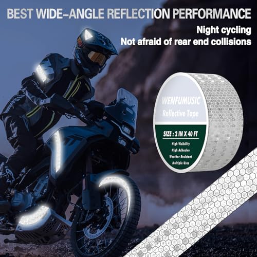 Image of Reflective Tape 2 inch x40ft Fluorescent White, DOT-C2 Waterproof Reflective Stickers & Reflector Tape with Strong Adhesive for Trucks, Trailers, Motorcycles, Bikes, Outdoor Safety