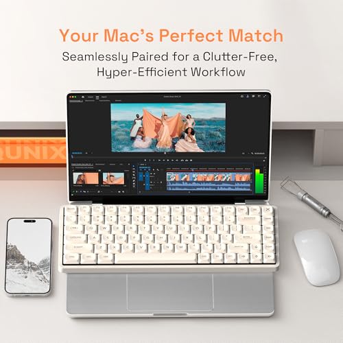 Image of IQUNIX Magi96 Low Profile Keyboard Wireless Creamy Keyboard with Number Pad, Hot-Swappable, RGB Backlit, Full Aluminum, VIA Customizable for Mac /Windows /Linux(White)