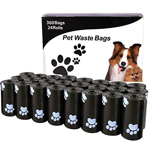 HaoDeng Dog Poop Bags, Extra Thick and Strong Poop Bags for Dogs, Guaranteed Leak-Proof, 15 Doggy Bags Per Roll, Each Dog Poop Bag Measures 9 x 13 Inches, 24Rolls, 360 Bags