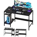 Computer Desk - 47” Gaming Desk, Home Office Desk with Storage, Small Table with Monitor Stand, Storage Space-Savor, Modern Table, Black