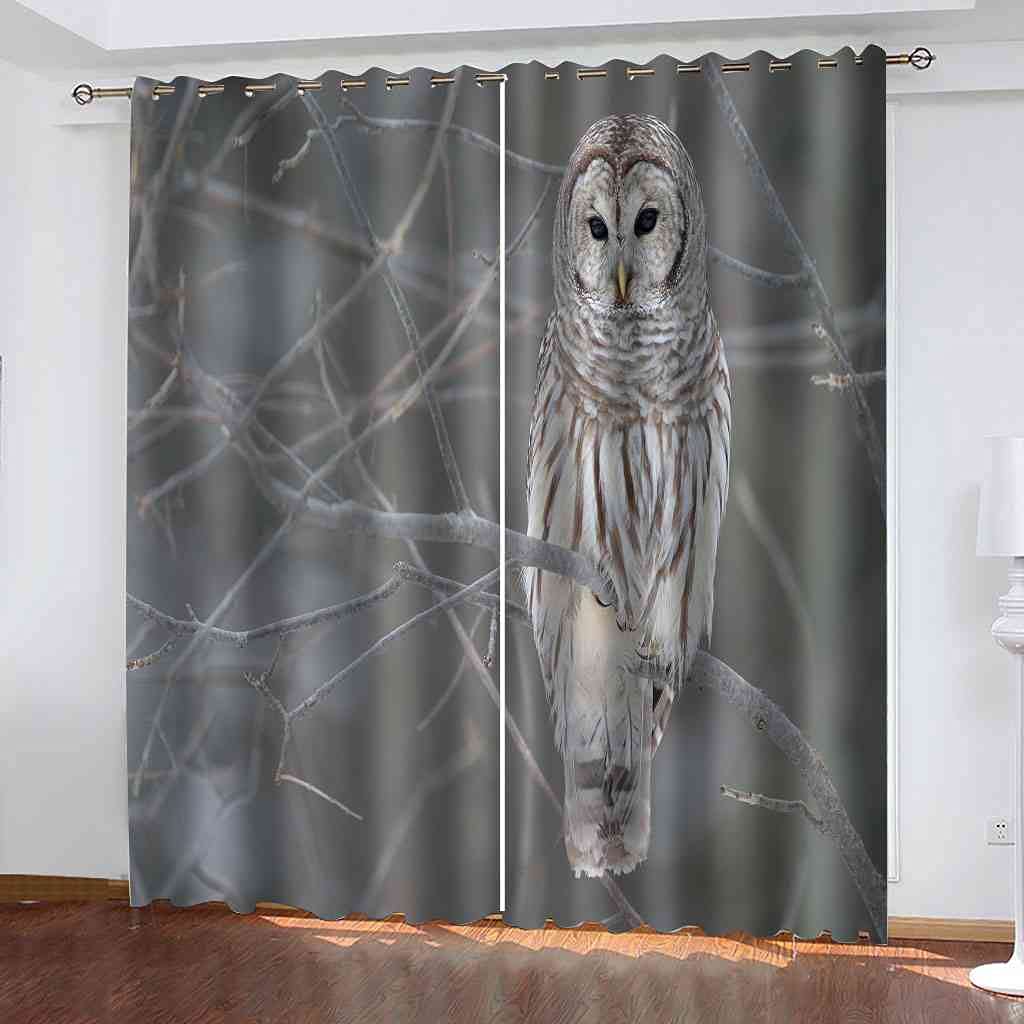 Rideau de fenêtre moderne hibou 3D pour créer un cocon doux dans la chambre