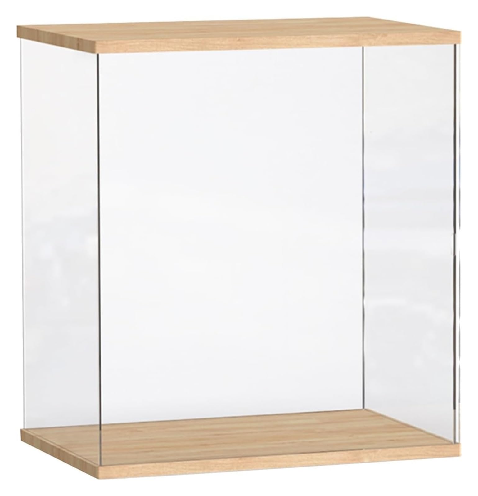 Clear Acrylic Organizer Box, Clear Acrylic Cube Display Box Wooden Base Multiple Sizes For Collectibles(36x21x42CM)