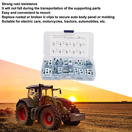 Porca de clipe, clipes de carroceria automotiva, 50 peças de prendedor de carro tipo U conjunto de c