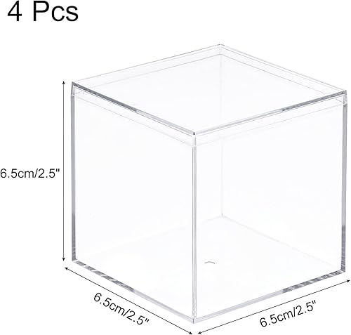 Miniatura 2 de MECCANIXITY Caja de almacenamiento de plástico acrílico transparente con tapa, caja de contenedor de 2.4 x 2.4 x 2.4 in para artículos pequeños,