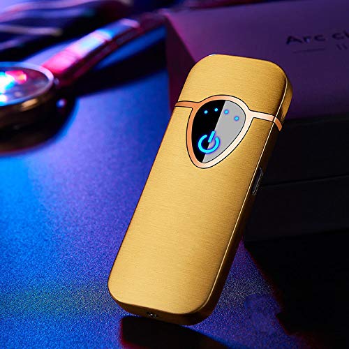 Feuerzeug Touch Sensor Feuerzeug Laden USB doppelseitigen Punkt Rauchmelder Licht Wind winddichtes Gerät Gold