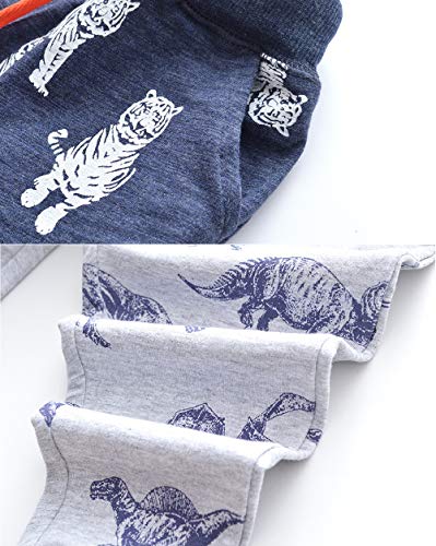 Image of HUAER& Baby Boy's Jogger Pants Dinosaur Car Animal Print Drawstring Elastic Sweatpants (1-Pack 2-Pack)