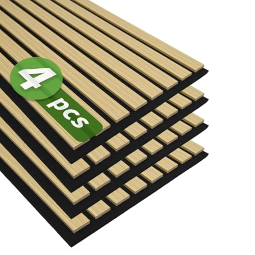 Art3d 12" x 24" Acoustic Wood Slat Wall Panel, 4pcs, 8 sq.ft, Oak