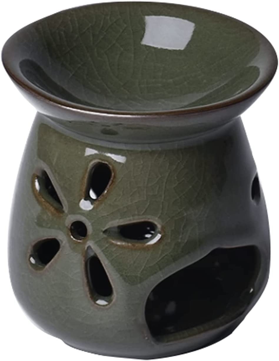 YKMYXZ wax burner， Handmade Ceramic Scent Diffuser Aroma Oil Diffusers Hollow Out Candlestick for Spa Yoga Meditation