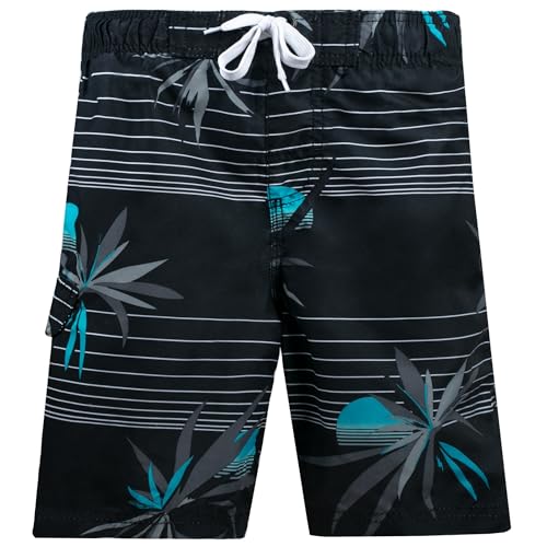 Image of Kanu Surf Boys' Victor Stripe Quick Dry Beach Board Shorts Swim Trunk