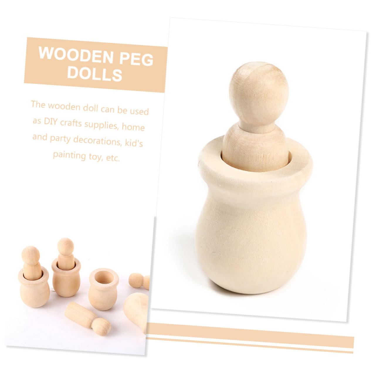 20piezas Muñecos de Madera sin Pintar con Clavijas para Manualidades DIY para Decoración de Cumpleaños