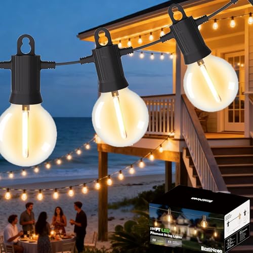 Outdoor String Lights,100 Feet Led Patio Globe Lights with Plastic