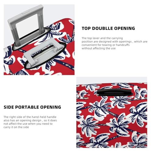 Palm Tree Pattern On Red Print Luggage Cover For Suitcase,Washable Elastic Travel Suitcase Protector With Zipper Closure And Bottom Buckle – Fits 18-32" Luggage-X-Large3