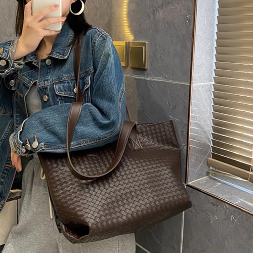 Octwine Black Brown Oversize Leather Tote Women Weekender Bag Shopper Handbag Travel Large Shoulder Bag for Women2