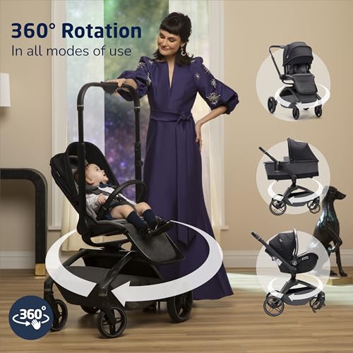 Image of Maxi-Cosi Tana 360 Rotating Modular Stroller, Stroller and Car Seat Combo Travel System, Onyx Heritage
