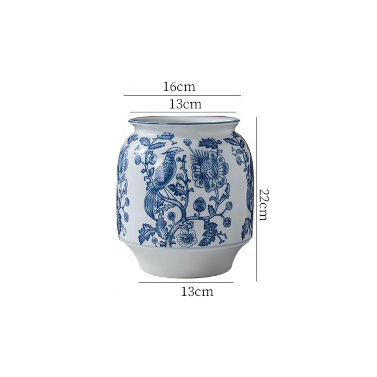 Doniczki na kwiaty Doniczka ceramiczna wysokotemperaturowa o średnicy 16 cm wykonana z niebieskiej i białej porcelany, praktyczna doniczka z otworem drenażowym Doniczka