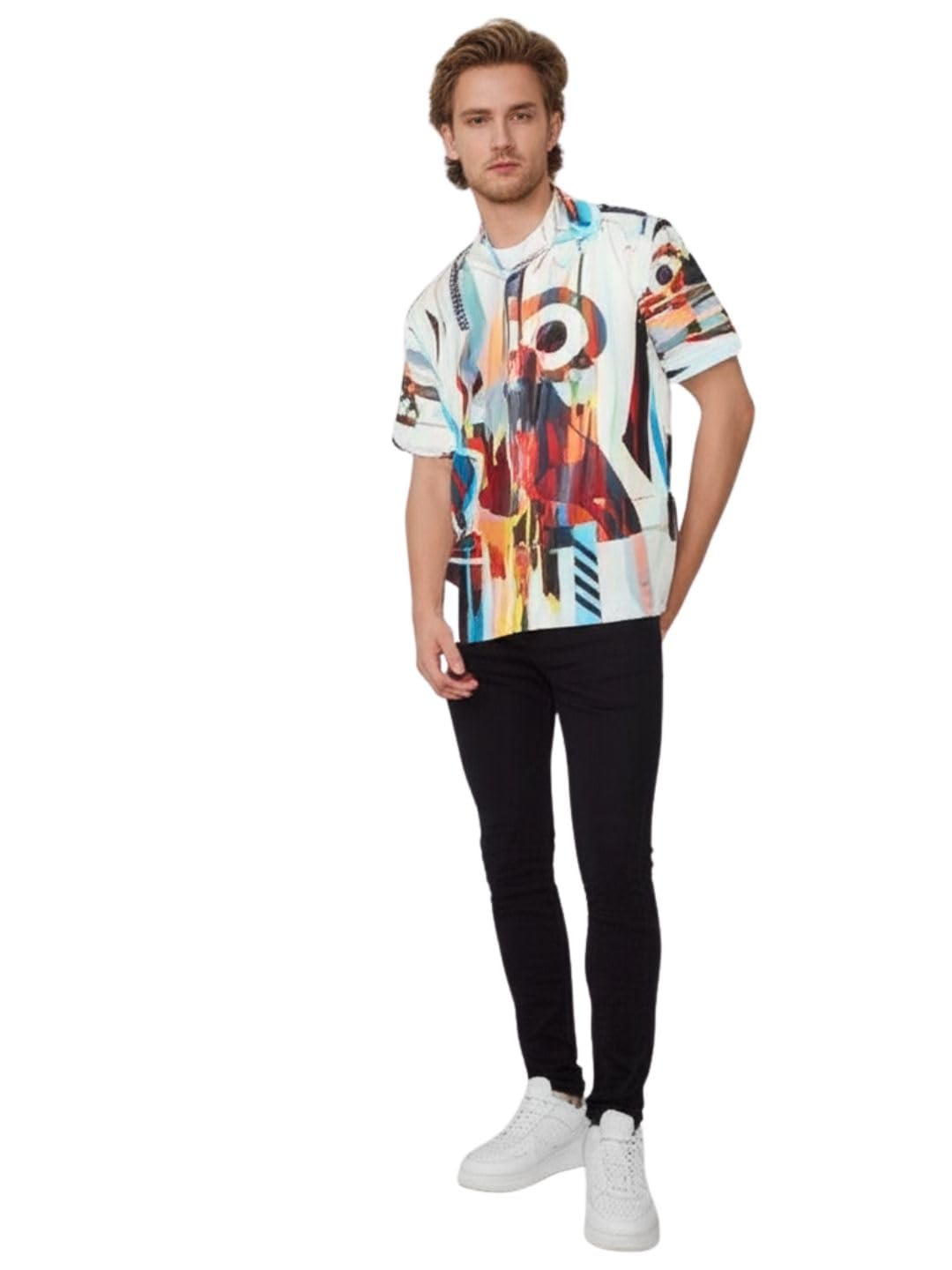 BLACKSMITH Aero Deck White Printed Short Sleeve Classic Shirt & Street wear for Men