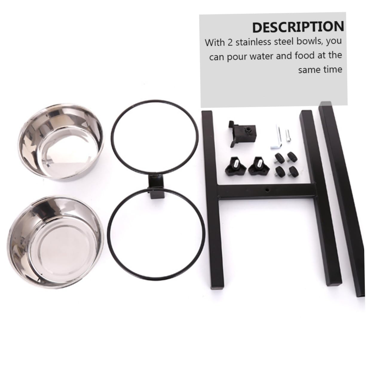 Mikikit Set di Ciotole per Animali Domestici in Acciaio Inox Supporto Rialzato Regolabile in Altezza e Base Antiscivolo, per Cani e Gatti