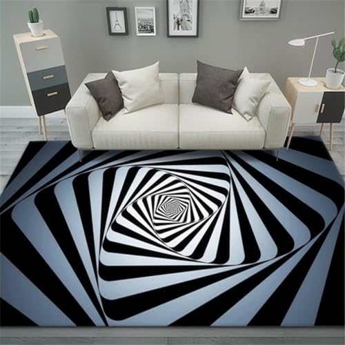 Alfombras con gráficos 3D estéreo en color negro y formato rectangular 2