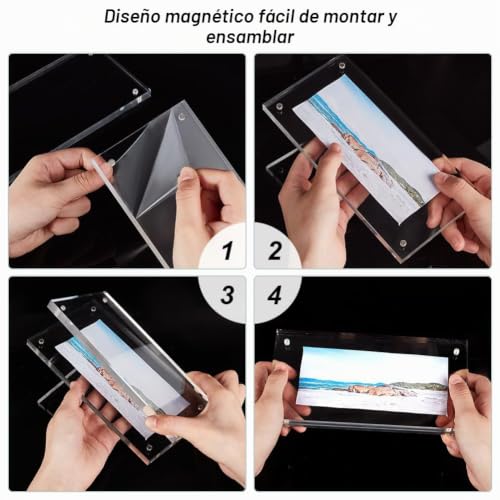 Miniatura 3 de Ahandmaker Marco De Billetes De Dólar Acrílico Autónomo Para Exhibición De Monedas, Marco De Fotos De Licencia Comercial De Doble Cara, 7.9 X 3.9 Pulgadas