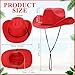 JaGely 15 Pcs Straw Cowboy Hats Wide Brim Summer Hat Women Men Country Accessories for Western Themed Party Concerts Birthday(Red)