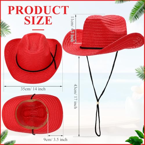 Image of JaGely 15 Pcs Straw Cowboy Hats Wide Brim Summer Hat Women Men Country Accessories for Western Themed Party Concerts Birthday