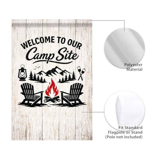Image of Nuxovilar Camping Flag Fire Pit Garden Flag 12x18 Inches Polyester