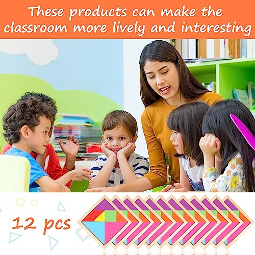 Meooeck 12 Pack Tangrams Wooden Puzzles Tangrams Set f Shape Puzzles Brain Logic Blocks for Games Educational Gifts for Adults Students(Classic Style) - Image 7
