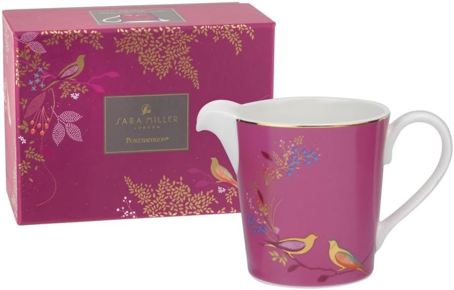 Portmeirion Sara Miller London Chelsea Cream Jug | 8 Oz Small Creamer Pitcher for Coffee and Milk | Made from Fine China with Gold Detail | Handwash Only