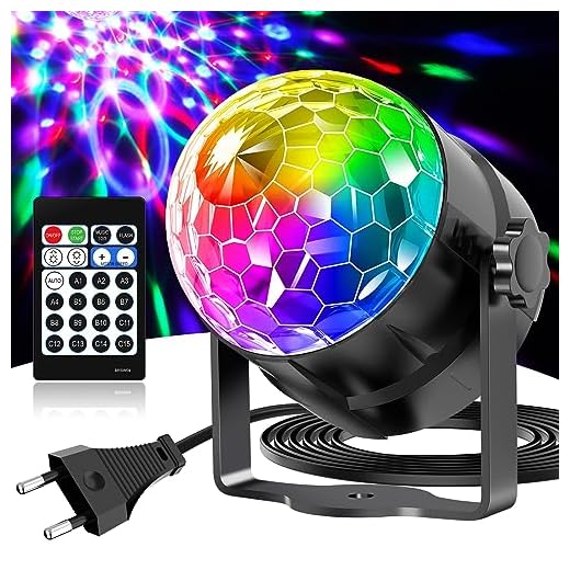 Gobikey Luces discoteca, bola discoteca con rotación de 360°, control de música, control remoto y un cable de alimentación de 2M, 15 RGBP efectos de luz