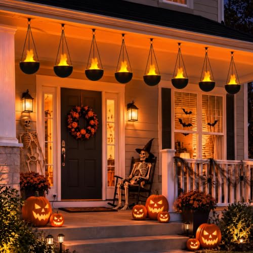 Image of Baquler 8 Pcs Halloween 3D Fake Fire Light 110v LED Artificial Hanging Flame Light Realistic Campfire Halloween Lamp Prop Flame for Christmas, Festival, Night Club, Party Decor