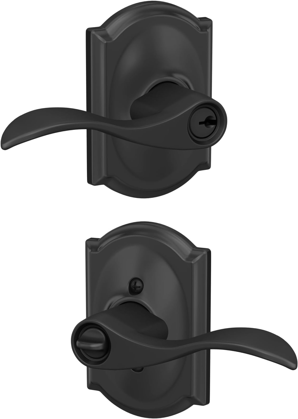 SCHLAGE Accent Lever with Camelot Trim Keyed Entry Lock in Matte Black - F51A Acc 622 CAM (Pack of 8)