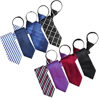 Geyoga 8 Pieces Zipper Tie for Men Pre tied Necktie Zip Tie for Men Boys