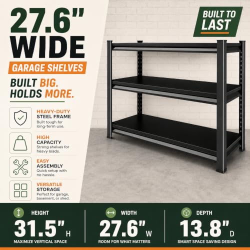 Image of Metal Shelving for Kitchen Small Spaces 3 Tier Adjustable Shelves Slim Storage Rack Heavy Duty Organizer for Pantry Apartment Corner Space Saving Appliance Stand. 31.5 inch H x 27.6 inch W x 13.8 inch D