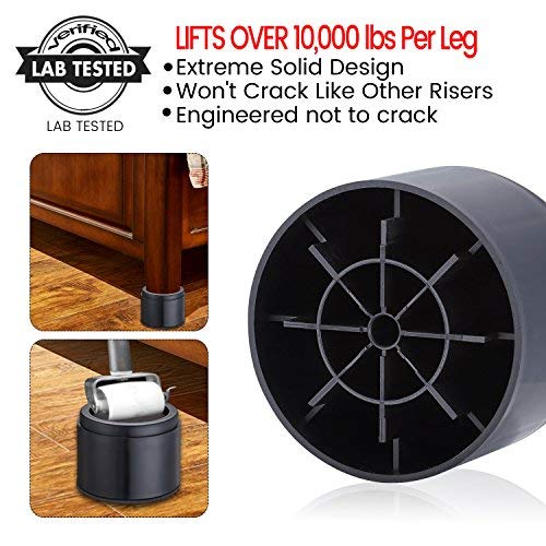 Iprimio Bed Risers - Round, 3 Inch Lift, Heavy Duty, 4 Pack, Up To 10000Lbs - Bed Raising Blocks, Furniture Risers - Safe, Sturdy Bed Lifts For College Dorm Rooms, Couches, Tables, Desk Riser #TOP3